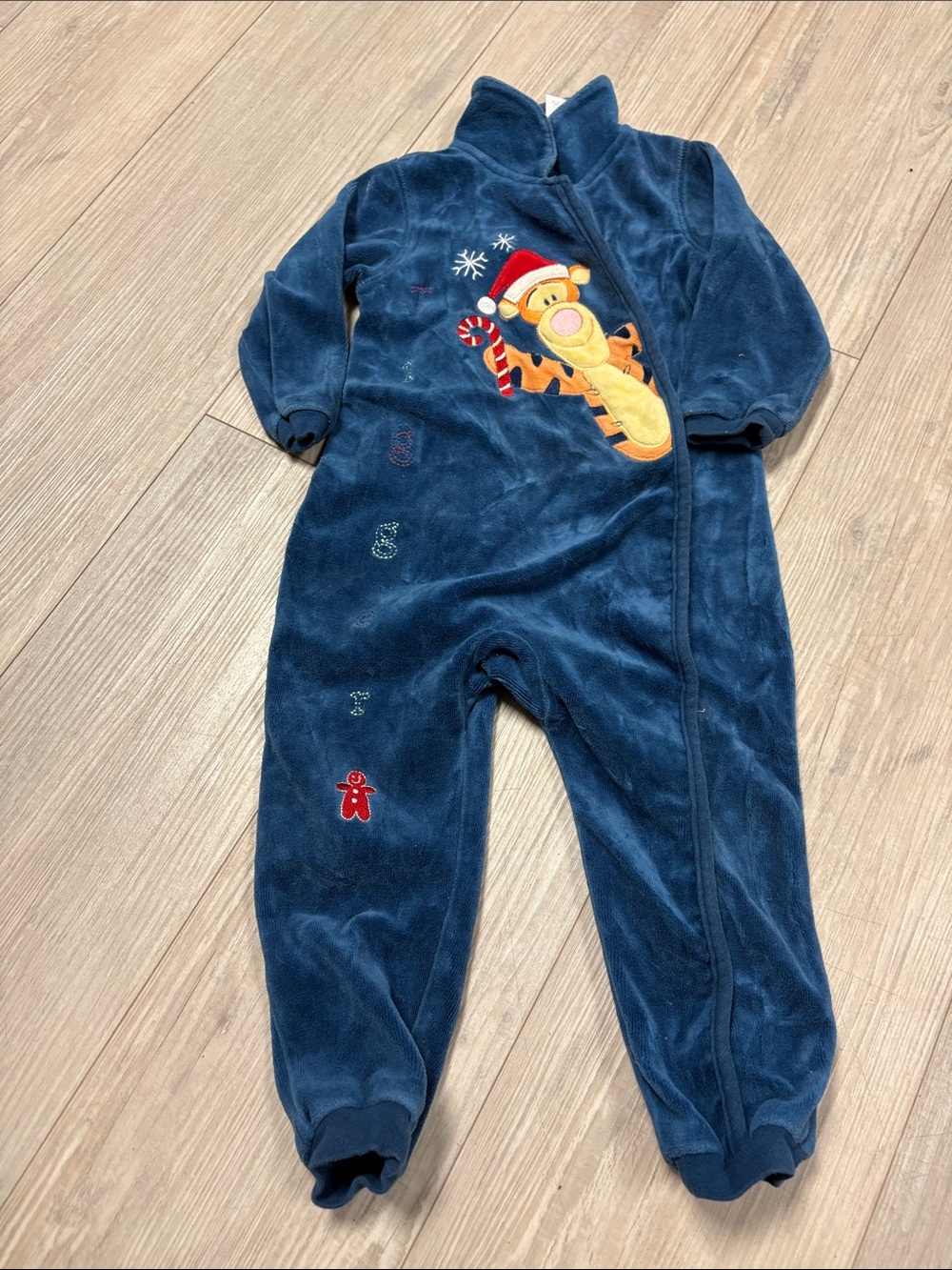 Disney Navy Blue Tigger Plush Footed One-Piece